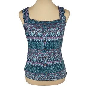 Weavers Navy, Teal & Purple Paisley Boho Tank Top, Juniors Small